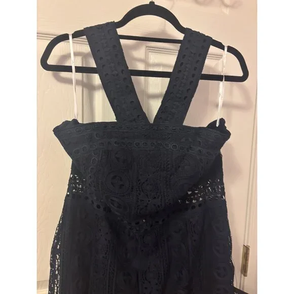 Lulus Cocktail Ready Navy Blue Crochet Lace Midi Dress - Size XL NWT - Picture 8 of 14